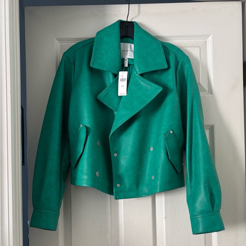 Avec Les Filles Teal Leather Jacket